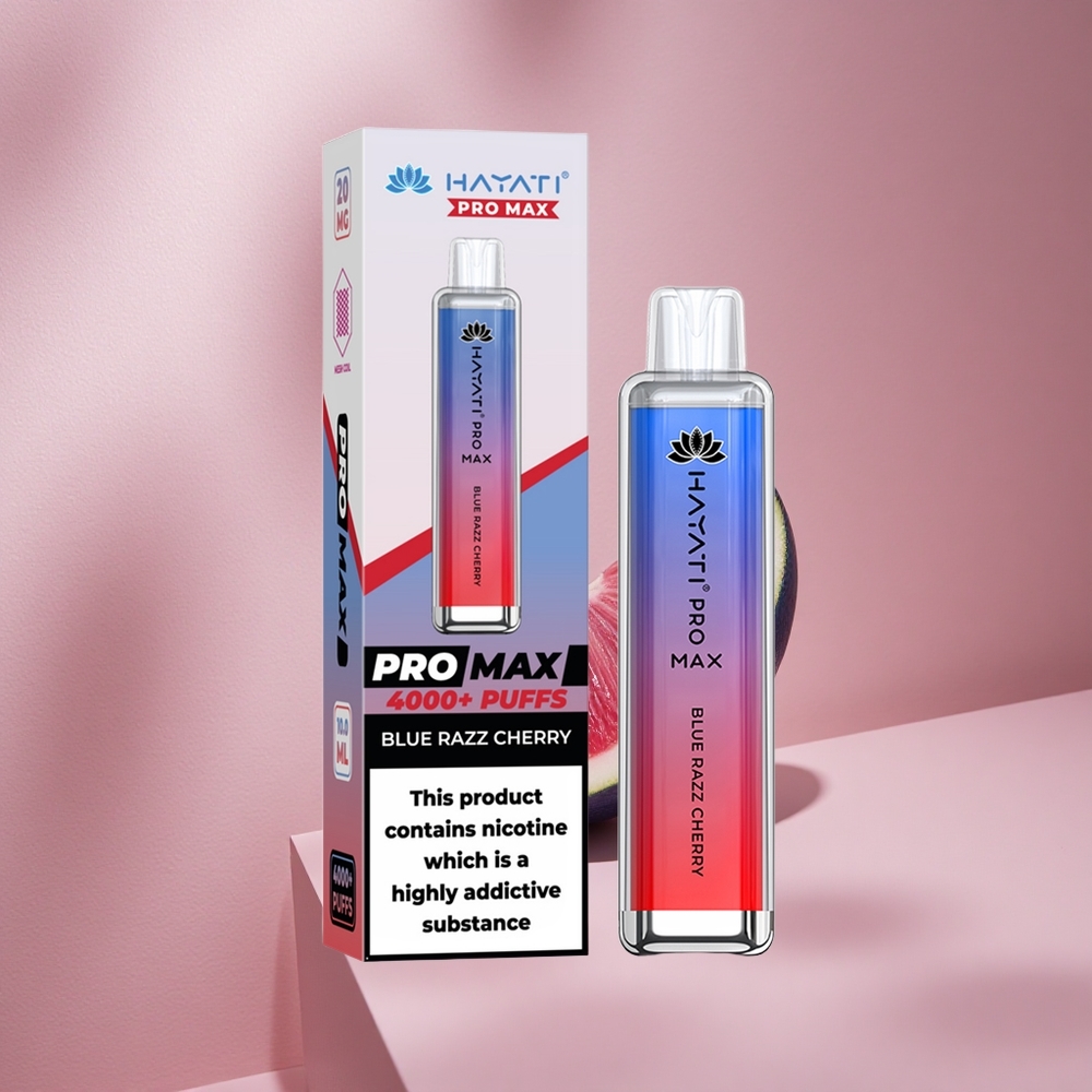 Hayati Pro Max 4000 Puffs Одноразовый вейп Blue Razz Cherry с аккумулятором 1400mAh и до 4000 затяжек