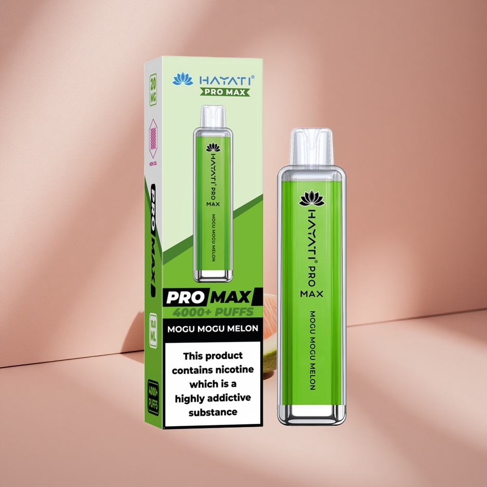 Hayati Pro Max 4000 Puffs Одноразовый вейп Дыня Mogu Mogu с LED-подсветкой и 1400mAh батареей