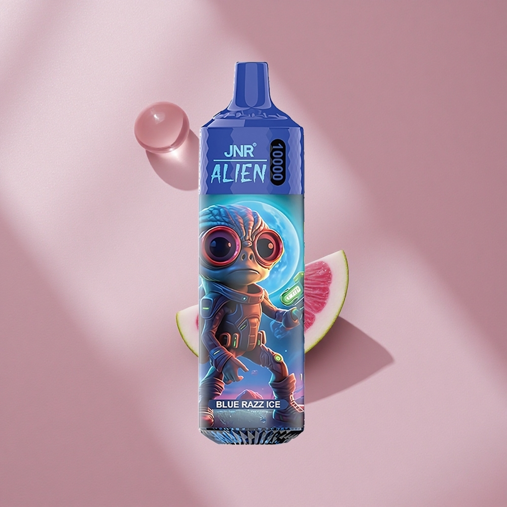 JNR Alien 10000 Puffs Blue razz ice (Голубая малина лёд) с 850mAh батареей и RGB-подсветкой