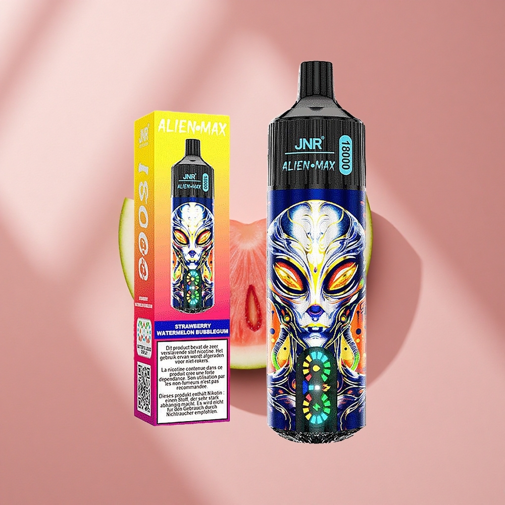 JNR Alien Max 18000 Puffs Клубника Арбуз Баблгам с Dual Mesh Coil & Dual Core и 28ml E-liquid