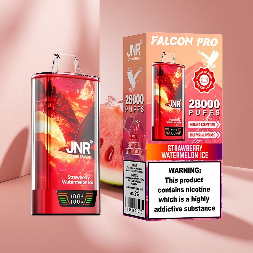 JNR Falcon Pro 28000 Одноразовая Электронная Сигарета Клубничный Арбуз Лёд с 28000 Затяжками и USB Type-C