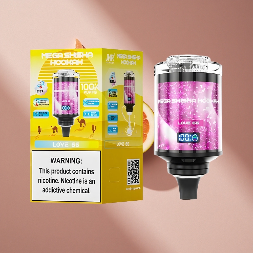 JNR Mega Shisha Hookah 100K Настольная совместимость 60мл и 2200мАч Love 66