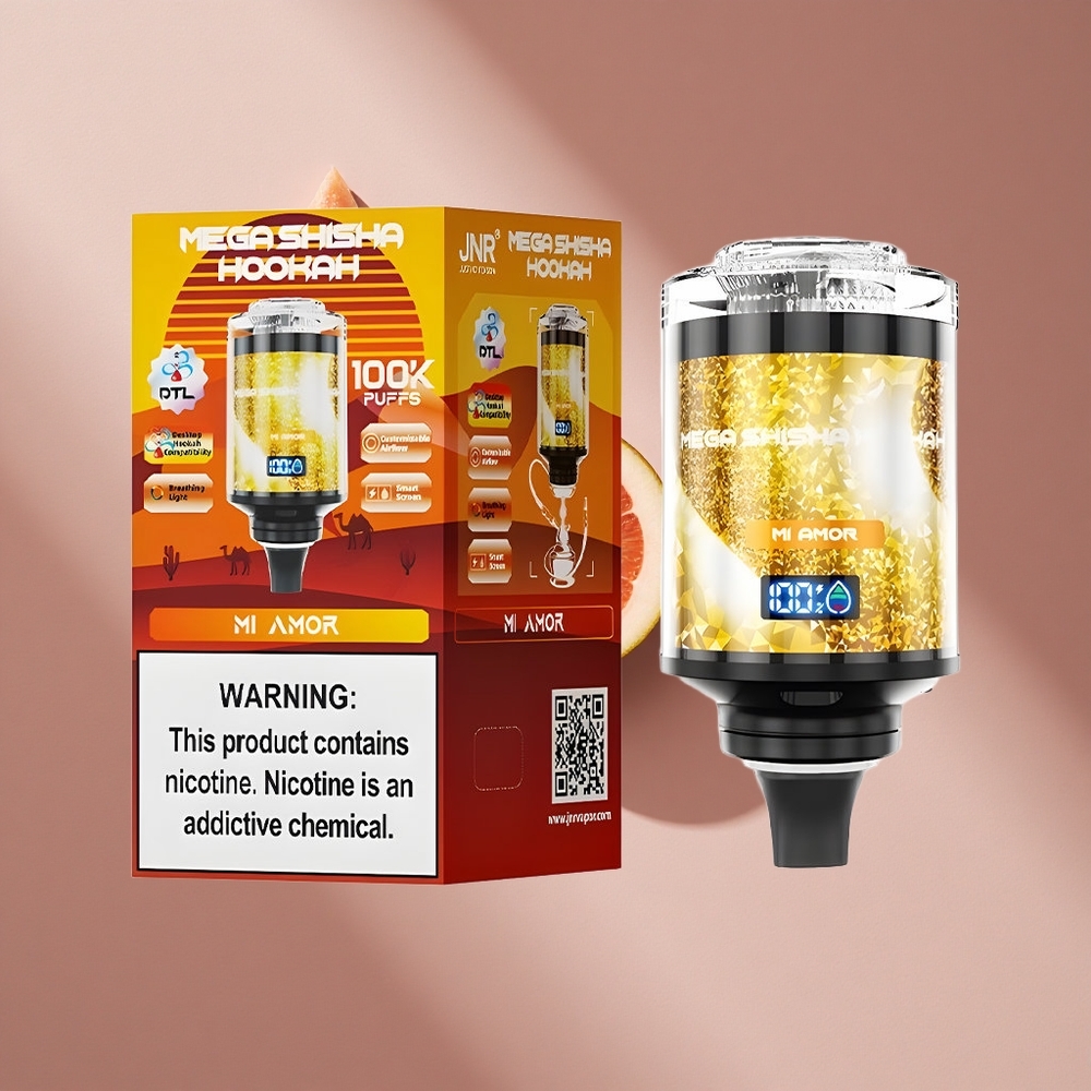 JNR Mega Shisha Hookah 100K Desktop Compatibility Mi Amor с 60мл жидкости и 2200мАч батареей