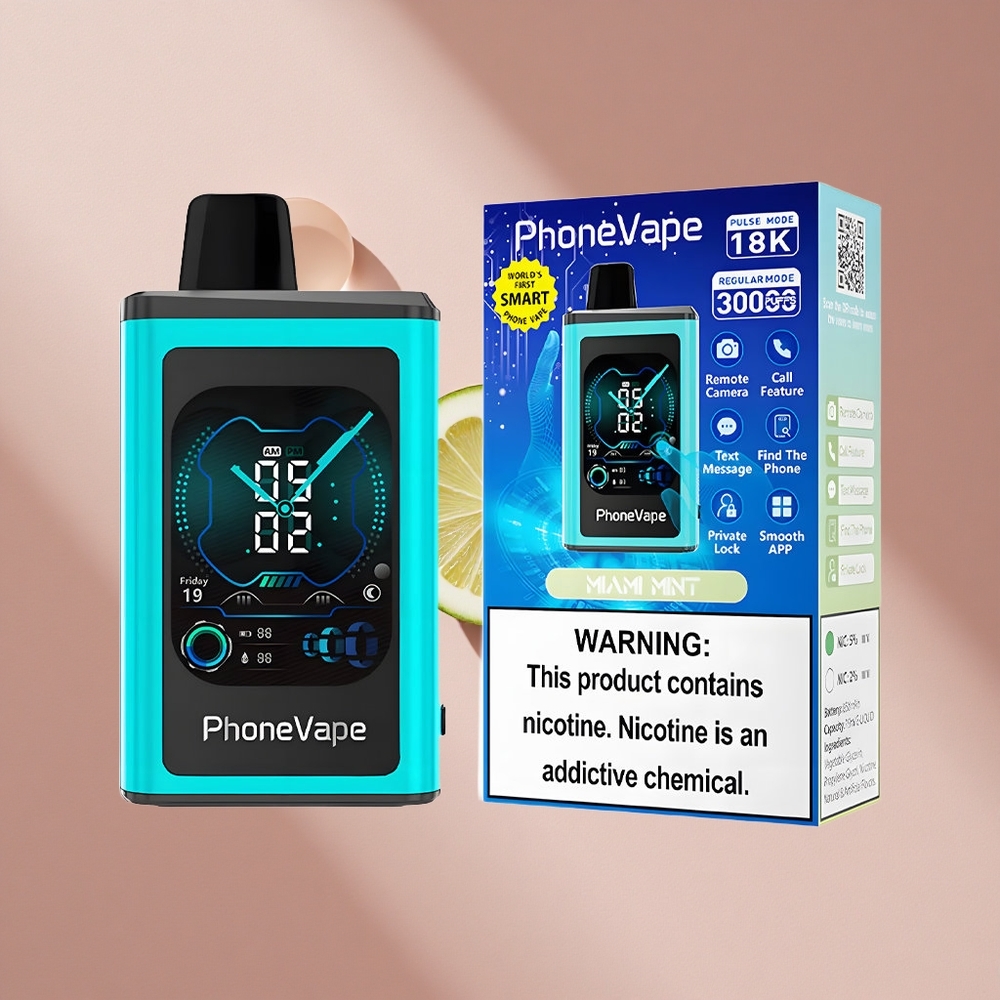 JNR PhoneVape 30000 затяжек Miami Мята с Turbo Mode и 850mAh Type-C