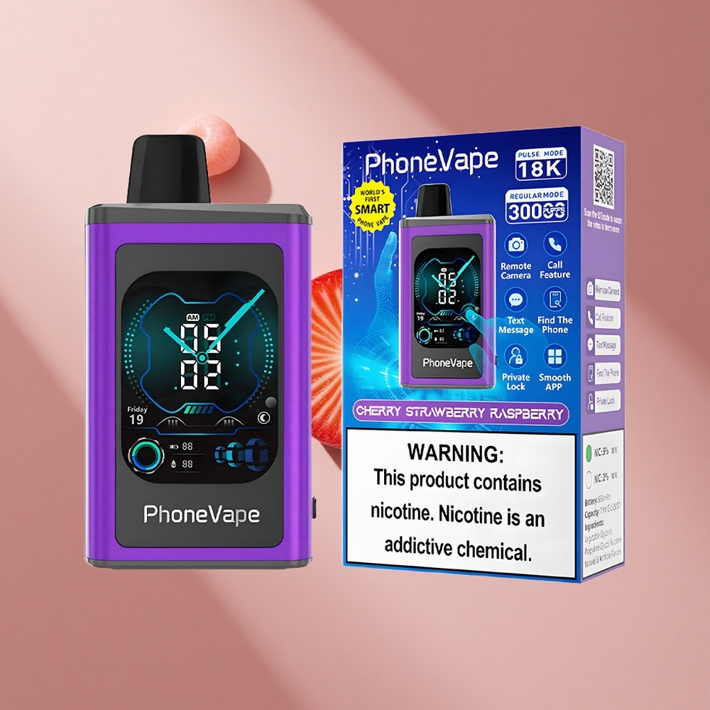JNR PhoneVape 30000 затяжек Вишня Клубника Малина с Turbo Mode и 850mAh Type-C