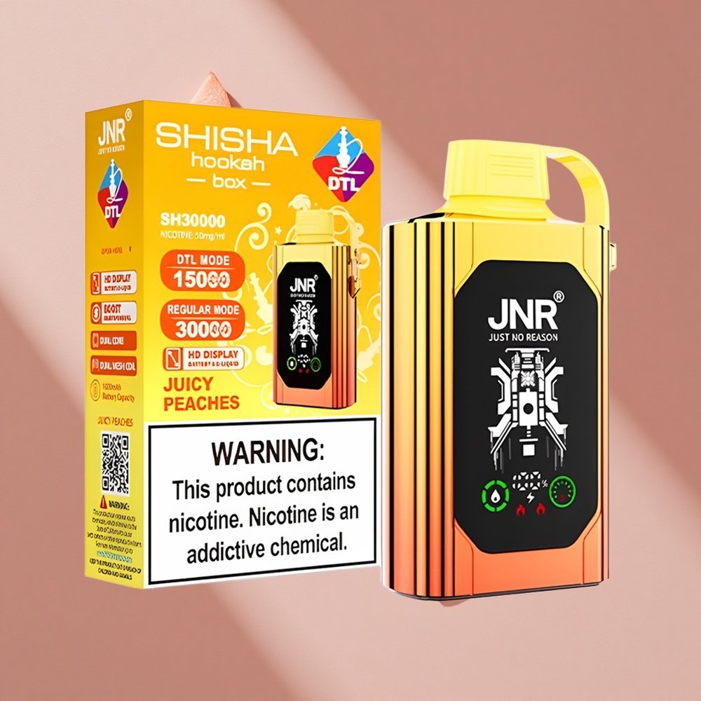 JNR Shisha Hookah Box 20500 Puffs Сочные Персики, 25мл жидкость, Dual Mesh Coil
