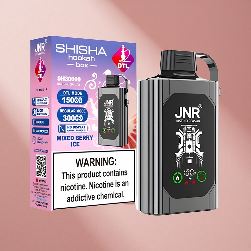 JNR Shisha Hookah Box 20500 Puffs Дисплей HD и Зарядка Type-C Малина Лёд