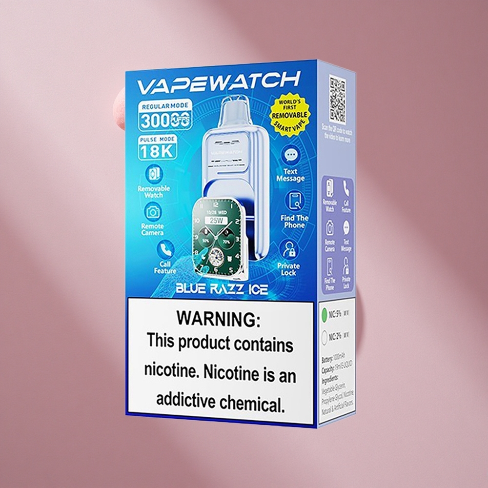 JNR Vape Watch 30000 Puffs Blue Razz Ice (Режим: 30,000 затяжек, 19мл жидкости)
